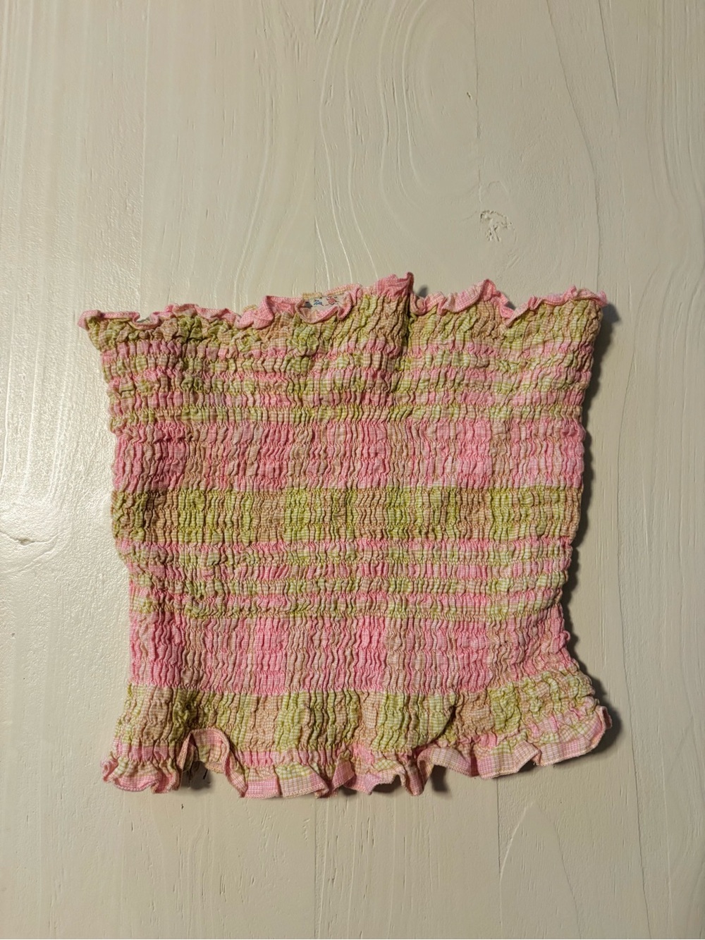 Zara Smocked Pink & Green Tube Top